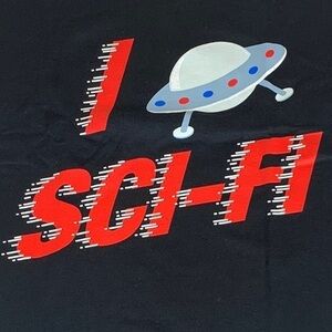 I love Sci Fi black ufo t shirt new